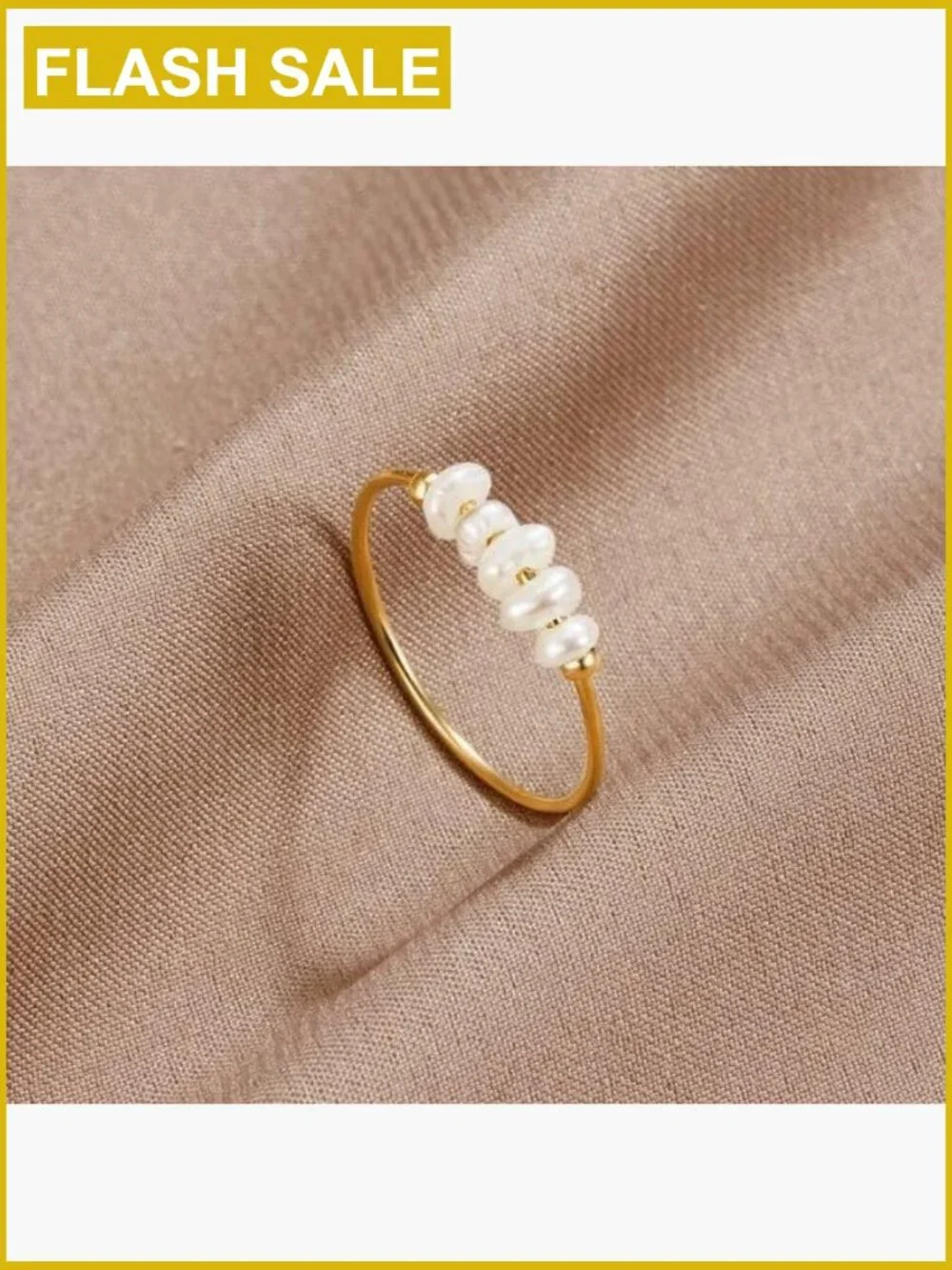18K Gold Plated Pearl Stackable Ring Non Tarnish Wedding Promise Jewelry